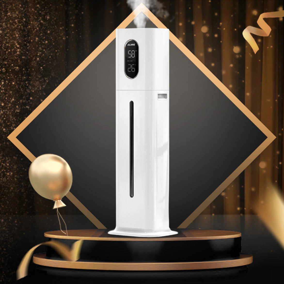 霧量を3段階で調節できる大容量タワー型加湿器