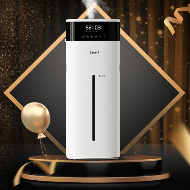LACIDOLL 加湿器 大容量 20L/最大85畳 ハイブリッド式 スチーム式 加熱式 加湿器 超音波式 100℃高温除菌 アロマ加湿 器 タワー型 上から給水 6段階加湿量調節 自動湿度調整 連続72時間 静音稼働 タイマー 省エネ リモコン付き お手入れ簡単 おしゃれ 乾燥対策 空焚き防止 床置き オフィス/リビング/寝室用 PSE認証済み ホワイト